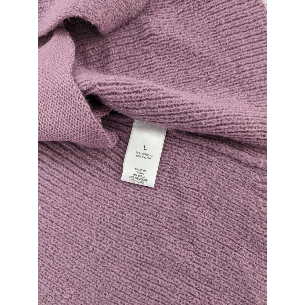 New LOGO Lori Goldstein Long Cardigan Sweater‎ Ribbed Knit Tie Front Pink Large